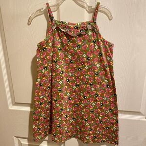 Hanna Andersson Girls Tank A Line Shift Dress Olive Pink Floral Sz 120